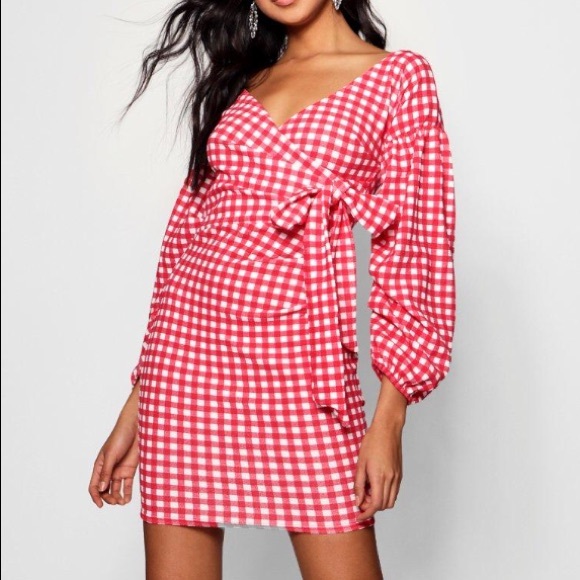 ASOS Dresses & Skirts - NWT red gingham print wrap mini dress